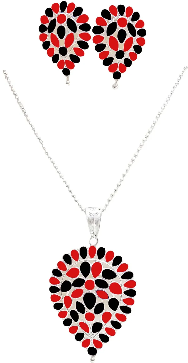 Assamese_Traditional_Red-Black_Colour_Silver-Dugdugi_Jewellery_Set_For_Women